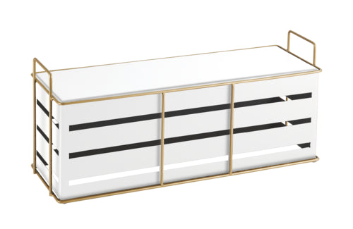 Cal-Mil 22087-9-15 Rectangular Empire Riser - 20 1/2" x 7" x 9"H, Metal, White/Gold-cityfoodequipment.com