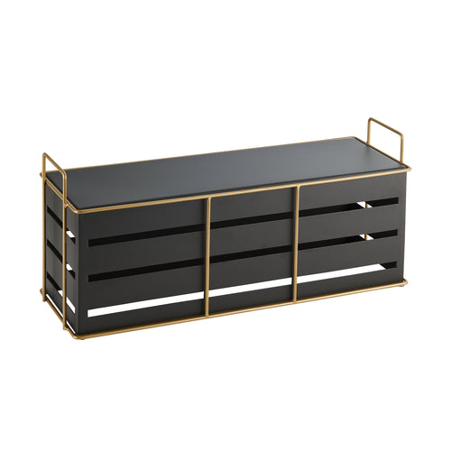Cal-Mil 22087-9-90 Rectangular Empire Riser - 20 1/2"L x 7"W x 9"H, Metal, Black/Gold-cityfoodequipment.com
