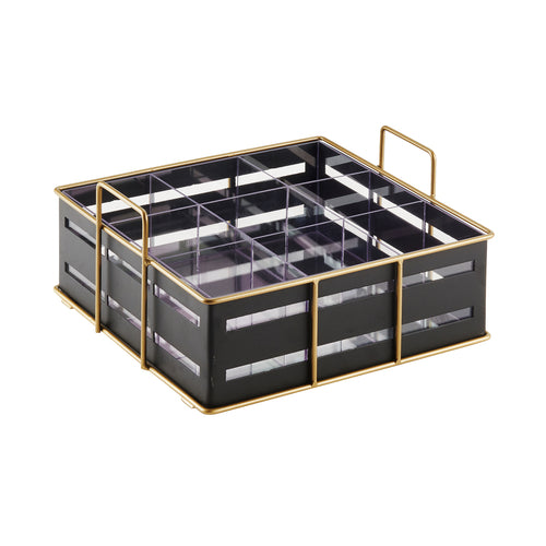 Cal-Mil 22093-90 Condiment Organizer w/ (9) Bins - Black/Gold-cityfoodequipment.com
