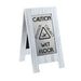 Cal-Mil 22094 Double Sided "Wet Floor" Sign - 13"W x 23"H, Wood/Steel, White Wash-cityfoodequipment.com