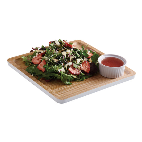 Cal-Mil 22099-91 9" Melamine Serving Tray, Natural Wood-cityfoodequipment.com