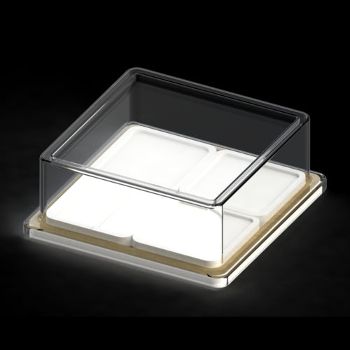Cal-Mil 22099-CVR 9" Square Notched Cover for 22099 Series - Plastic, Clear-cityfoodequipment.com