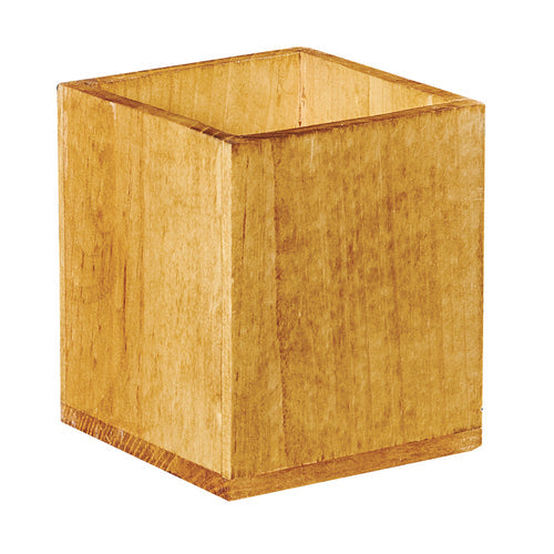 Cal-Mil 22110-99 1 Compartment Stir Stick Holder - 3 3/4" x 3 3/4" x 6 1/4", Rustic Pine-cityfoodequipment.com