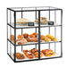 Cal-Mil 22116-13 3 Tier Pastry Display Case w/ Swing Doors - 26 1/2"W x 17"D x 26 3/4"H, Acrylic/Steel, Black-cityfoodequipment.com
