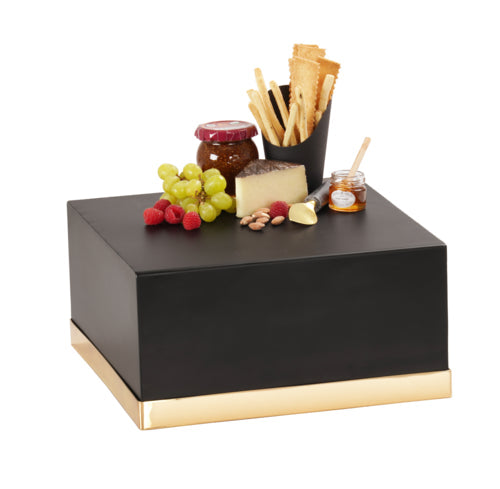 Cal-Mil 22127-6-116 14" Square Cube Riser - 6"H, Metal, Black/Gold-cityfoodequipment.com