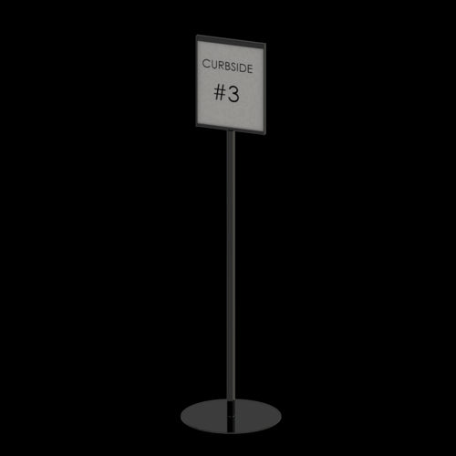 Cal-Mil 22141-811-13 48"H Freestanding Sign Holder - 8 1/2" x 11", Metal, Black-cityfoodequipment.com