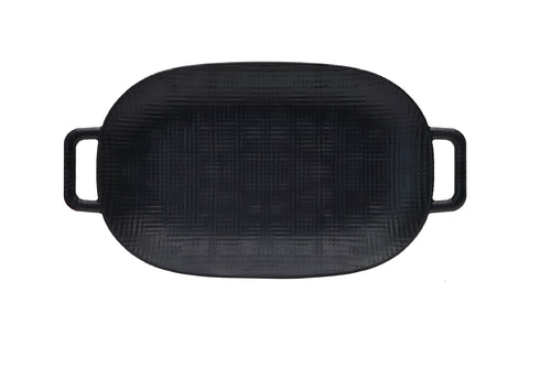 Cal-Mil 2216113 23" x 11 3/8" Oblong Serving Platter - Melamine, Black-cityfoodequipment.com