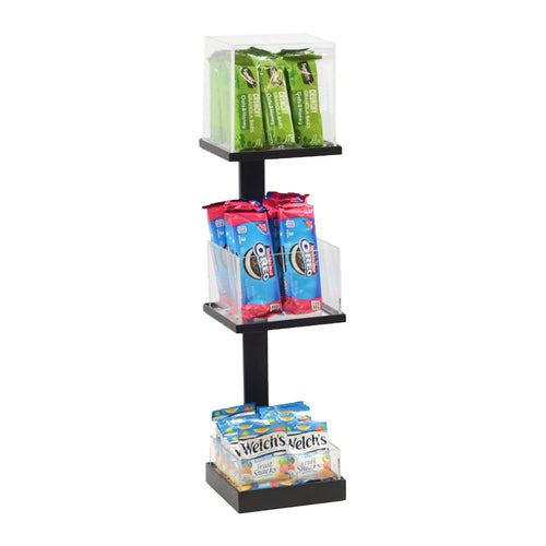 Cal-Mil 22318-13 3 Tier Merchandising Stand - 6 1/2"L x 7"W x 20 1/2"H, Metal, Black-cityfoodequipment.com