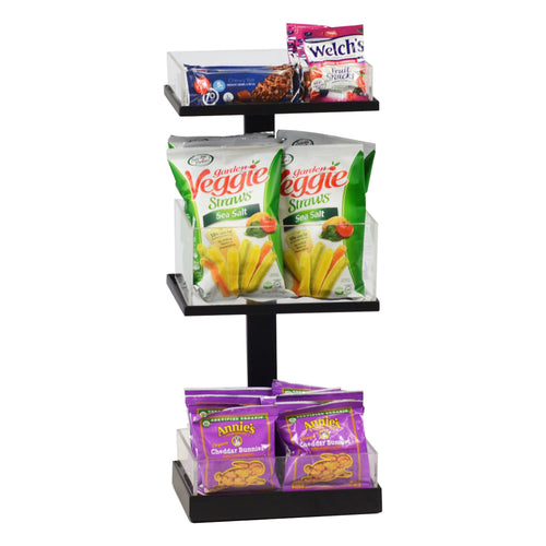 Cal-Mil 22319-13 3 Tier Merchandising Stand - 9 1/2"L x 7"W x 20 1/2"H, Metal, Black-cityfoodequipment.com