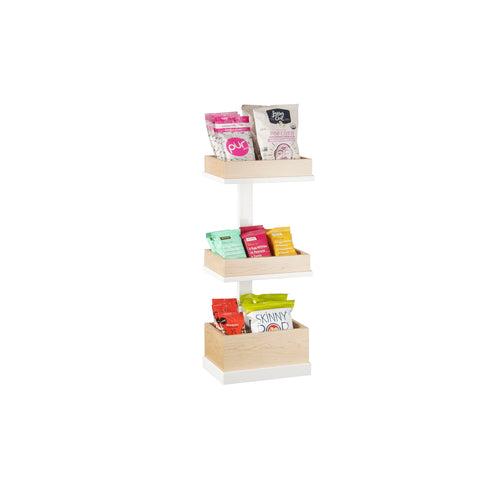 Cal-Mil 22319-15 3 Level Merchandising Stand - 9 1/2"L x 7"W x 20 1/2"H, Metal, White-cityfoodequipment.com