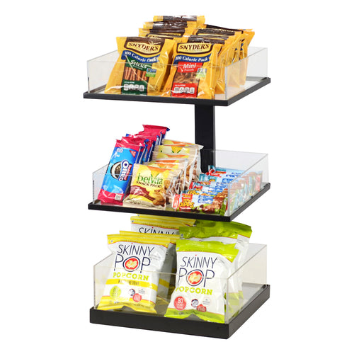 Cal-Mil 22320-13 3 Tier Merchandising Stand - 12 1/2"L x 7"W x 20 1/2"H, Metal, Black-cityfoodequipment.com