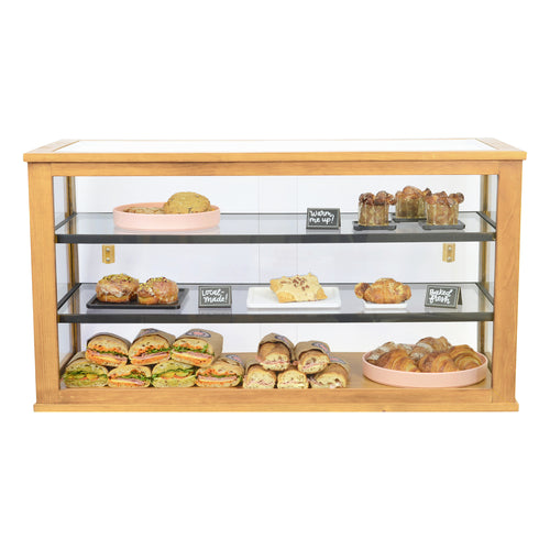 Cal-Mil 22322-99 3 Tier Dual Service Pastry Display Case w/ Sliding Doors - Rustic Pine Frame-cityfoodequipment.com