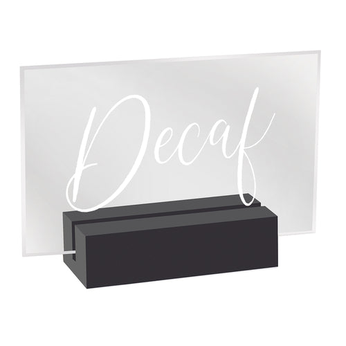 Cal-Mil 22336-2-13 Decaf Tabletop Sign - 3 1/2"L x 1"W x 2 1/2"H, Acrylic/Black Wood-cityfoodequipment.com
