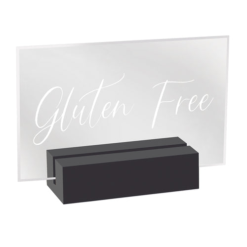 Cal-Mil 22336-4-13 Gluten Free Tabletop Sign - 3 1/2"L x 1"W x 2 1/2"H, Acrylic/Black Wood-cityfoodequipment.com