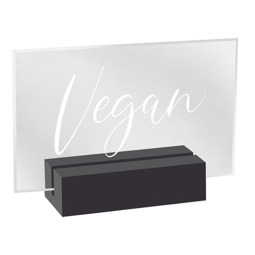 Cal-Mil 22336-5-13 Vegan Tabletop Sign - 3 1/2"L x 1"W x 2 1/2"H, Acrylic/Black Wood-cityfoodequipment.com