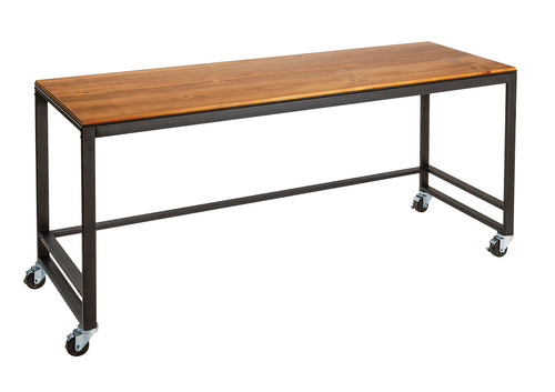 Cal-Mil 22340-72-99 Madera Merchandising Table w/ Rustic Pine Top & Metal Frame - 72"W x 24"D x 34"H-cityfoodequipment.com