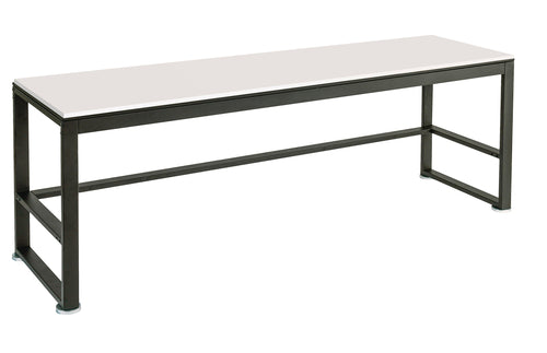 Cal-Mil 22341-64-15 2 Tier Merchandising Table w/ White Top & Metal Frame - 64 1/2"W x 18"D x 24 1/4"H-cityfoodequipment.com