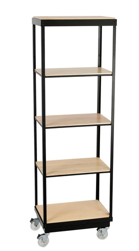 Cal-Mil 22343-5-71 5 Tier Merchandising Cart w/ Maple Shelves & Metal Frame - 24"W x 16"D x 72"H-cityfoodequipment.com