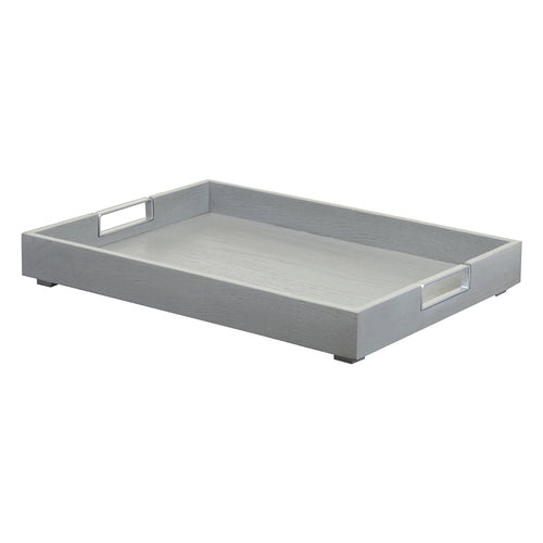 Cal-Mil 22347-83 Rectangular Room Service Tray w/ Metal Handles - 22" x 17", Oak Wood, Gray-cityfoodequipment.com