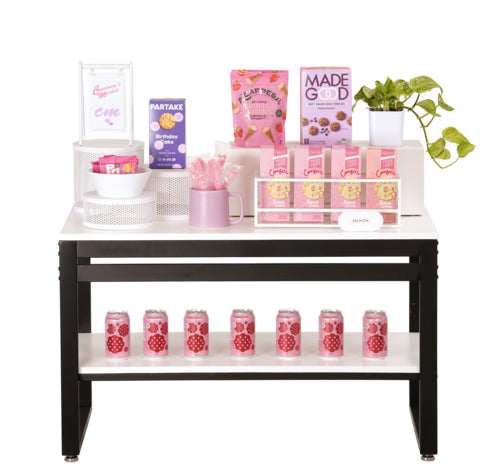 Cal-Mil 22350-38-15 Merchandising Table w/ White Top & Metal Frame - 38"W x 18"D x 27 7/8"H-cityfoodequipment.com