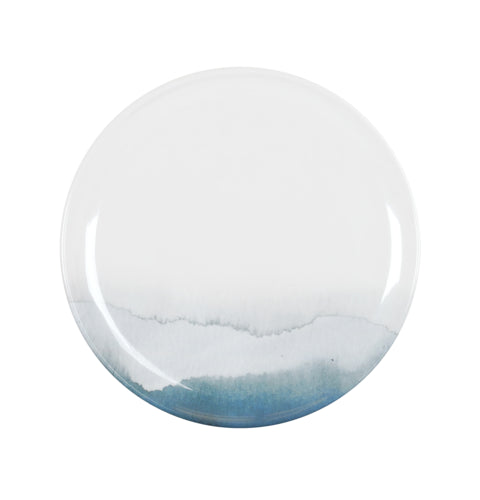 Cal-Mil 22351-10-117 10" Round Melamine Dinner Plate, White/Blue-cityfoodequipment.com