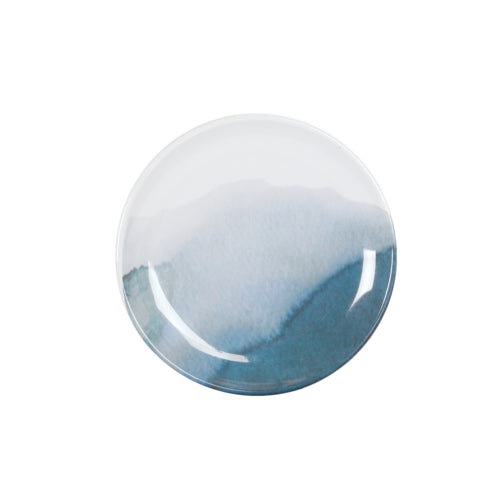 Cal-Mil 22351-7-117 7" Round Melamine Dinner Plate, White/Blue-cityfoodequipment.com