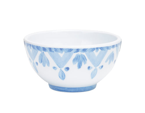 Cal-Mil 22354-4-104 8 oz Round Melamine Bowl, White/Blue-cityfoodequipment.com