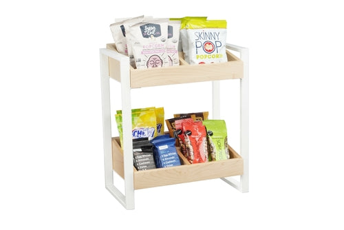Cal-Mil 22357-15 2 Tier Display Riser w/ (8) Compartments - 16"L x 9"W x 18"H, Maple Wood/White Metal-cityfoodequipment.com