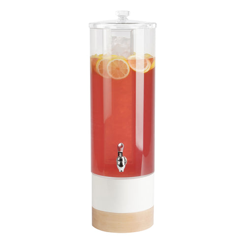 Cal-Mil 22359-3-15 3 gal Beverage Dispenser w/ Ice Chamber - Plastic Container, Maple Wood/White Metal-cityfoodequipment.com