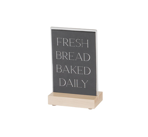 Cal-Mil 22361-46-71 Tabletop Sign w/ Acrylic Insert & Maple Wood Base - 4" x 6"-cityfoodequipment.com