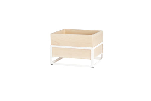Cal-Mil 22362-10-15 Rectangular Ice Housing w/ Maple Wood Pan - 12 1/2"L x 10"W x 8 3/4"H, White Metal Frame-cityfoodequipment.com