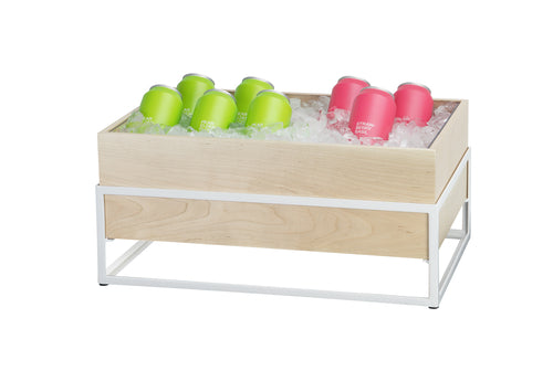 Cal-Mil 22362-12-15 Rectangular Ice Housing w/ Maple Wood Pan - 20 1/4"L x 12 1/2"W x 9 1/4"H, White Metal Frame-cityfoodequipment.com