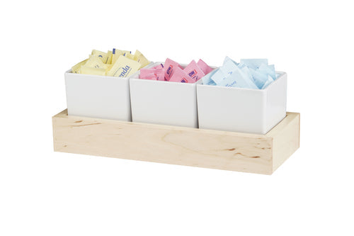 Cal-Mil 22376-3-71 Rectangular 3 Compartment Condiment Jar Display - White/Beige-cityfoodequipment.com