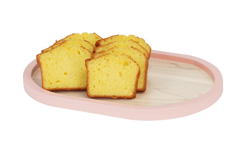 Cal-Mil 22379-1316-108 Oval Serving Tray - 13" x 16", Blonde Maple w/ Blush Rim-cityfoodequipment.com