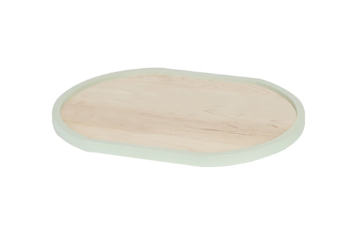 Cal-Mil 22379-1622-107 Oval Serving Tray - 16" x 22", Blonde Maple w/ Matcha Rim-cityfoodequipment.com
