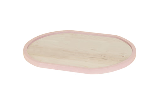 Cal-Mil 22379-1622-108 Oval Serving Tray - 16" x 22", Blonde Maple w/ Blush Rim-cityfoodequipment.com