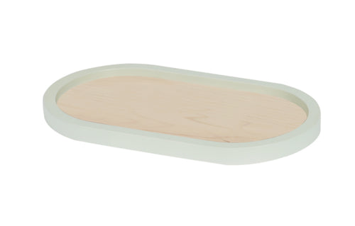 Cal-Mil 22379-712-107 Oval Serving Tray - 7" x 12", Blonde Maple w/ Matcha Rim-cityfoodequipment.com