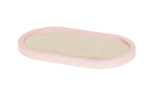 Cal-Mil 22379-712-108 Oval Serving Tray - 7" x 12", Blonde Maple w/ Blush Rim-cityfoodequipment.com