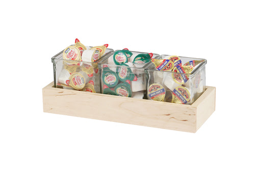 Cal-Mil 22384-3-71 Rectangular 3 Compartment Condiment Jar Display - Clear/Beige-cityfoodequipment.com