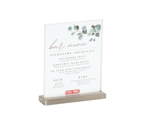 Cal-Mil 22385-811-55 Tabletop Sign Holder - 9 1/4" x 11 1/4", Stainless Steel-cityfoodequipment.com