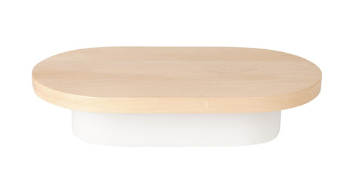 Cal-Mil 22411-3-71 Oval Display Riser - 18" x 10" x 3", Maple Wood/White Metal-cityfoodequipment.com