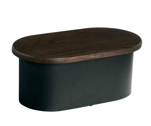 Cal-Mil 22411-7-112 Oval Display Riser - 18" x 10" x 7", Dark Stained Oak Wood/Black Metal-cityfoodequipment.com