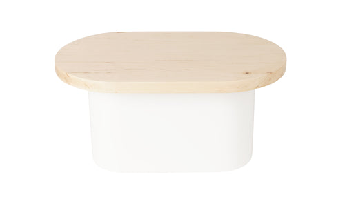 Cal-Mil 22411-7-71 Oval Display Riser - 18" x 10" x 7", Maple Wood/White Metal-cityfoodequipment.com