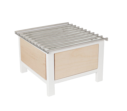 Cal-Mil 22412-71 Square Chafer Alternative - 10"W x 10"D x 6 3/4"H, Maple Wood/White Metal-cityfoodequipment.com