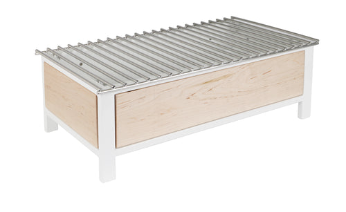 Cal-Mil 22413-71 Rectangular Chafer Alternative - 19 3/4"W x 10"D x 6 3/4"H, Maple Wood/White Metal-cityfoodequipment.com
