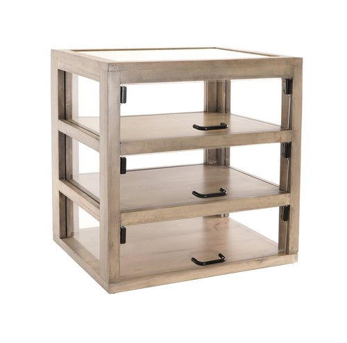 Cal-Mil 22414-110 3 Tier Pastry Display Case - 20 3/4"W x 15 1/4"D x 22"H, Pine Wood, Gray Washed-cityfoodequipment.com
