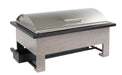 Cal-Mil 22415-110 Full Size Chafer w/ Roll-Top Lid & Chafing Fuel Heat - Gray Washed Pine Wood/Black Metal-cityfoodequipment.com