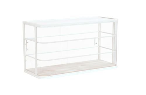 Cal-Mil 22416-113 3 Tier Pastry Display Case - 42" x 18 1/2" x 23"H, Pine Wood/ White Metal-cityfoodequipment.com