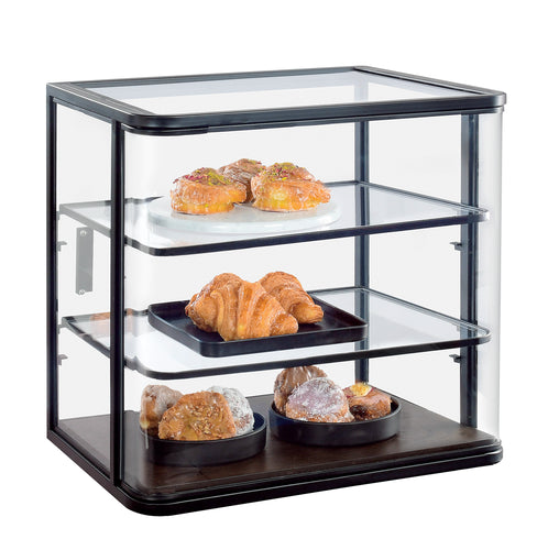 Cal-Mil 22417-112 3 Tier Pastry Display Case - 21"W x 17"D x 23 1/4"H, Oak Wood, Dark-cityfoodequipment.com