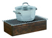 Cal-Mil 22423-112 Square Chafer Alternative - 10 1/4"W x 10"D x 5 1/2"H, Oak Wood, Dark-cityfoodequipment.com